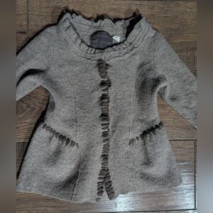 Guinevere Girls Light Brown 100% Merino Wool Sweater Size Med Peplum Long Sleeve